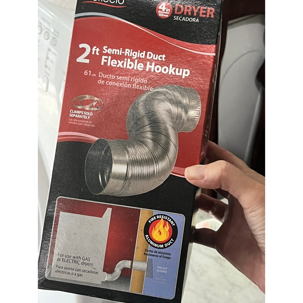 Deflecto 2ft Semi-Rigid Aluminum Dryer Duct Flexible Hookup 4in MAC36024/2